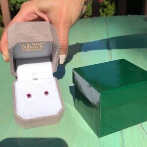 14 Karat White Gold Ruby Stud Earrings .70 TCW